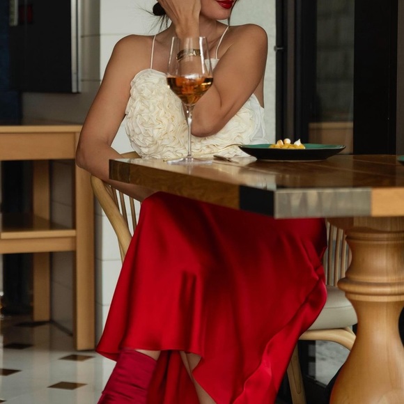 ZARA SATIN EFFECT LONG SKIRT - Picture 6 of 9